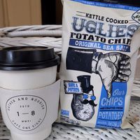 Sandwich comes with chips or fruit. Carmel latte with almond 6 at Cafe One Eight in Lancaster