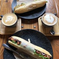 Cajun "Chicken“ and Tempeh BBQ Sandwiches  at Power Plant Cafe in Plymouth