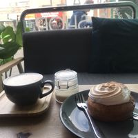 Festive drink and great spot in the window😄 at Power Plant Cafe in Plymouth