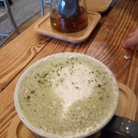 Matcha latte & some form of tea at Power Plant Cafe in Plymouth