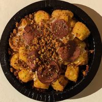 Vegan Pizza Tots at Universal Studios - Green Eggs and Ham Cafe in Orlando