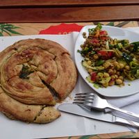 Börek and three salads at Kiez Vegan - Kortestrasse in Berlin