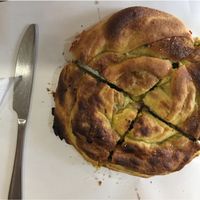 Great börek filled with spinach and potato. at Kiez Vegan - Kortestrasse in Berlin