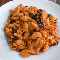 Noodles with olives at Kiez Vegan - Kortestrasse in Berlin