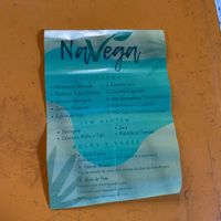 Picture shows their menu, including traditional Brazilian savoury pasties and sweets.  at NaVega in Sao Paulo