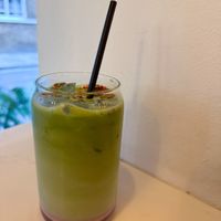 Strawberry matcha latte   at Lalï in London