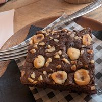 Hazelnut chocolate brownie at Roasters - Artisan Cafe in Edinburgh