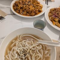 Udon + shared tofu dishes at Peony Café in England