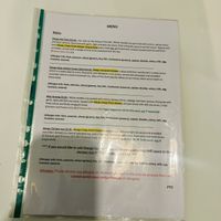 Menu Front Page  at Ziangs 35a in Minehead