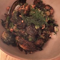 Crispy brussel sprouts (vegan modified)  at Goosefeather in Tarrytown