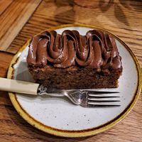 Banana walnut chocolate cake at Mountain Momo in Edinburgh