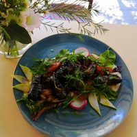 Wine leaves at Caffe Kaymak in Tel Aviv