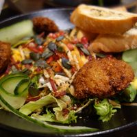 Super Salad + falafel (vegan) at BRASSERIE Saarbrücken in Saarland