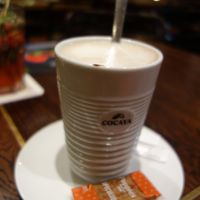 Hot chocolate (vegan) - and yes, the biscuit is vegan, too at BRASSERIE Saarbrücken in Saarland