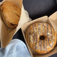 Pie and donut at Cherry Darlings Bakehouse in Adelaide