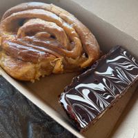 apple cinnamon scroll and hedgehog slice  at Cherry Darlings Bakehouse in Adelaide