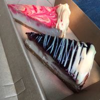 Strawberry & lemon plus blueberry cheesecake at Cherry Darlings Bakehouse in Adelaide