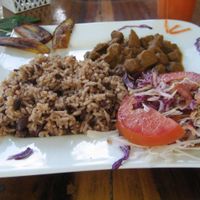 Caribbean 'rice and bean', December 2013 at Veronica's Place in Puerto Viejo De Talamanca