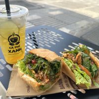 Banh mi and drink  at Bánh Mì XANH - Bánh Mì Chay in Thanh Pho Ho Chi Minh