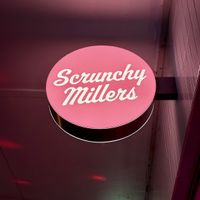 Business sign.  at Scrunchy Millers Real Fruit Ice Cream & Gelato Auckland City in Auckland
