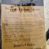 Menu  at Mystic by Prasada Pisac in Cuzco