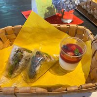 rice sandwiches and dessert at Hibino Cafe AGT in Sapporo