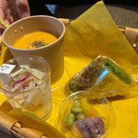 C Set (rice sandwich, pickles, carrot soup) at Hibino Cafe AGT in Sapporo