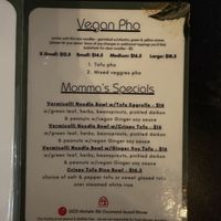 Vegan menu (ask for it)  at Pho Momma in Sacramento