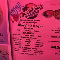 Menu   at CreativBowls in Pensacola