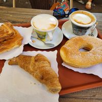 Coffee, donuts and crossaint at Caffe Trastevere in Rome