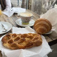 Vegan croissant and apricot pastry  at Caffe Trastevere in Rome