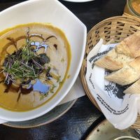 Vegan item of the 2021 automn menu: pumpkin soup at Stadtwirtschaft Freiberg in Freiberg Saxony