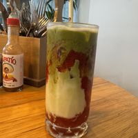 iced oat strawberry matcha   at Avodi Vegetarian & Cafe in Auckland