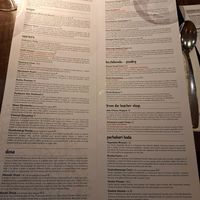 Menu at Tharavadu in Leeds