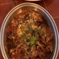 Shredded "meat" in wine saucee  at Présent in Paris