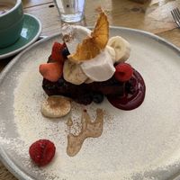 Toasted banana bread with cashew cream, maple syrup and fruit  at Southsea Coffee - Osborne Rd in Portsmouth