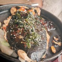 Pha rad prik: Thai-style vegetarian fish fillet, soy protein wrapped in fried seaweed, with a three-flavored sauce. at Les Amants Verts in Paris
