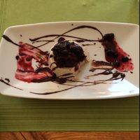 Panna cotta dessert with strawberry and chocolate at NaturaSi in Catania