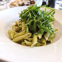 Lunch on day two; simple but really good pesto pasta with roasted veggies. at Restaurant Tausend93 Im Seehotel Maria Laach in Rheinland-pfalz