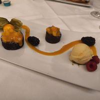 Mini brownies with vegan ice cream. at Restaurant Tausend93 Im Seehotel Maria Laach in Rheinland-pfalz