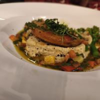 Veggie tarte with polenta, roasted vegetables and crispy microgreens. So good. 🥹 at Restaurant Tausend93 Im Seehotel Maria Laach in Rheinland-pfalz