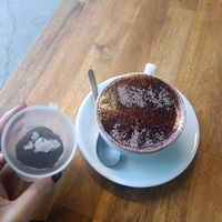 almond capp and vegan bounty ball at 1947 in Boronia