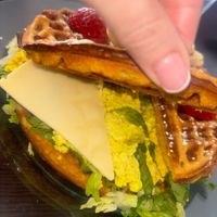 Inside of tofu waffles   at Rinconcito Vegano in Bayamon