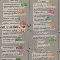 Menu is in Spanish so here it is translated 🤪  at Rinconcito Vegano in Bayamon