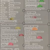 Menu is in Spanish so here it is translated 🤪  at Rinconcito Vegano in Bayamon