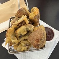 Fried mushrooms with guava saucee  at Rinconcito Vegano in Bayamon