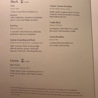 Tea option (menu)  at Sketch - Afternoon Tea at The Gallery in London