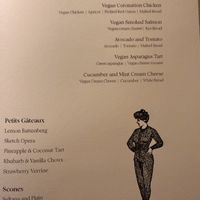 Vegan menu  at Sketch - Afternoon Tea at The Gallery in London