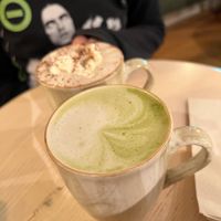 Matcha latte & hot chocolate with soy milkk  at Bröd & Salt  in Stockholms Län