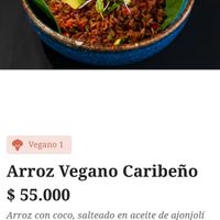 Arroz vegano caribeño (foto de carta) at Baroca Sabor Ancestral 🍃 - Rooftop in Bolívar